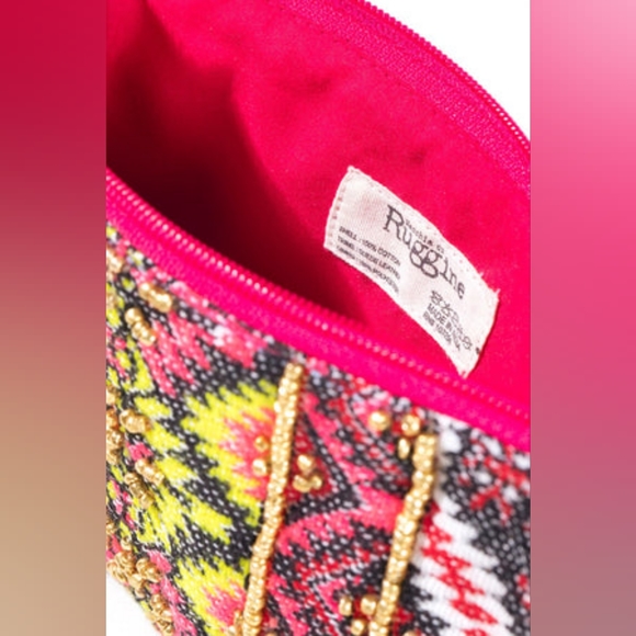 Handmade Hand Beaded Wristlet Clutch - Ethnic Inspired Design - Dyed Fine Cotton - Picture 7 of 9